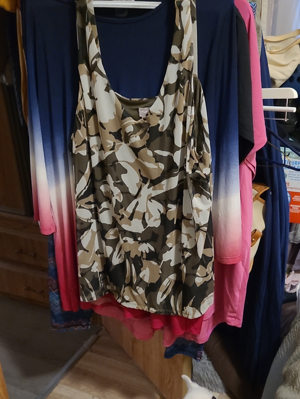 Chico's Olive and Beige Camo Tank Top